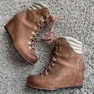 Sorel Joan of Arctic Waterproof Leather Wedge Lace Up Bootie